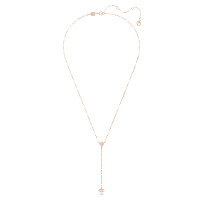 Ortyx Y Triangle Cut White Rose Gold-tone Plated Necklace 5642984