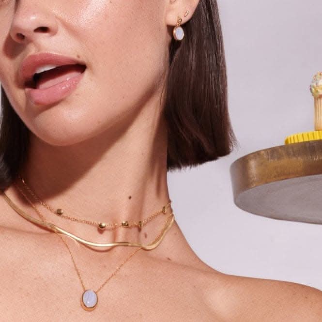 Oval Blue Lace Agate Necklace DN190