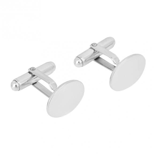 Beginnings Sterling Silver Plain Oval Cufflinks V539