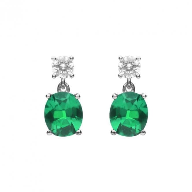 Oval Green Zirconia Drop Earrings E6199