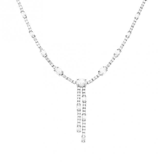 Oval & Round Zirconia Y Drop Necklace N4464