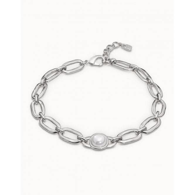 Ovni White Metal Pearl Shell NecklaceUNOde50COL1754BPLMTL0U