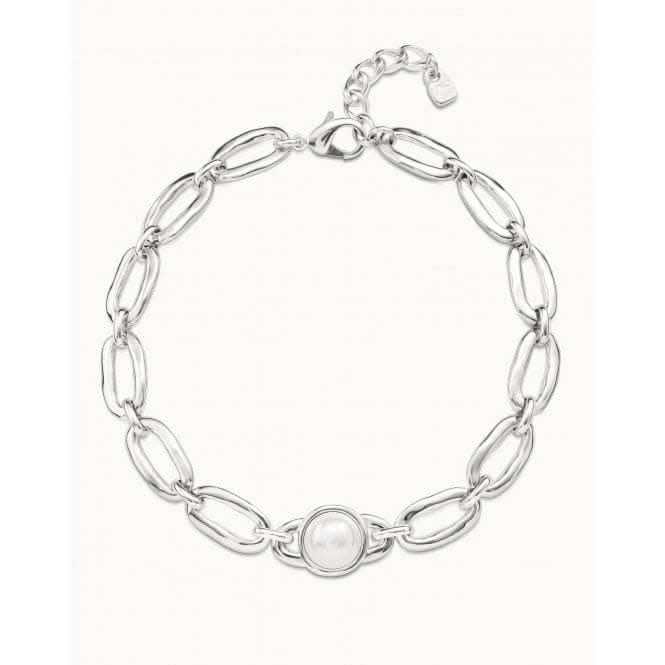 Ovni White Metal Pearl Shell NecklaceUNOde50COL1754BPLMTL0U