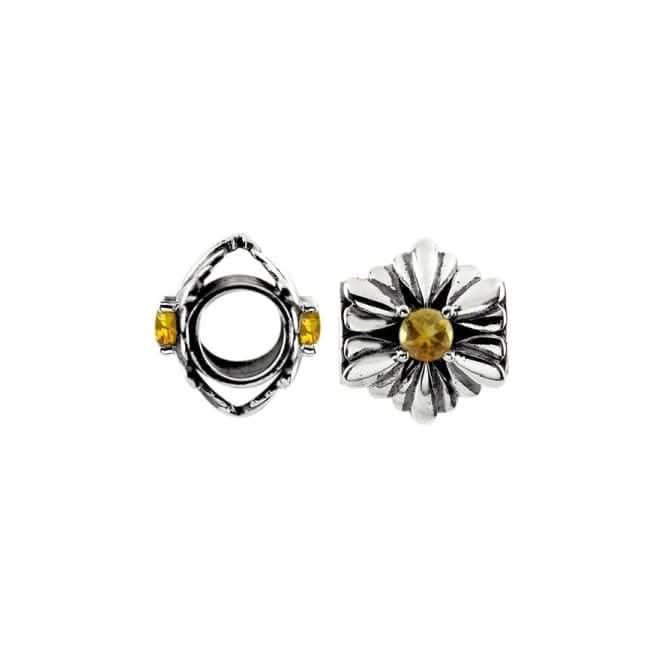 Oxidised Silver & Citrine Flower Charm S455C