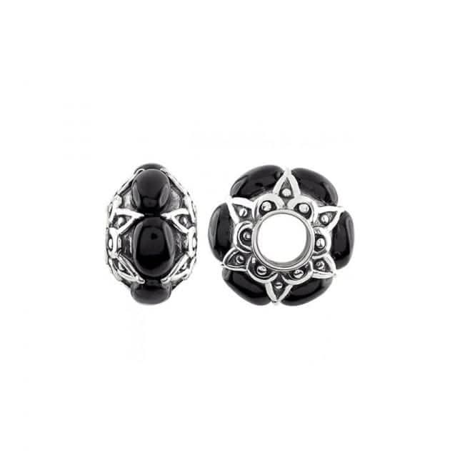 Oxidised Silver & Onyx Wheel Charm S386ON