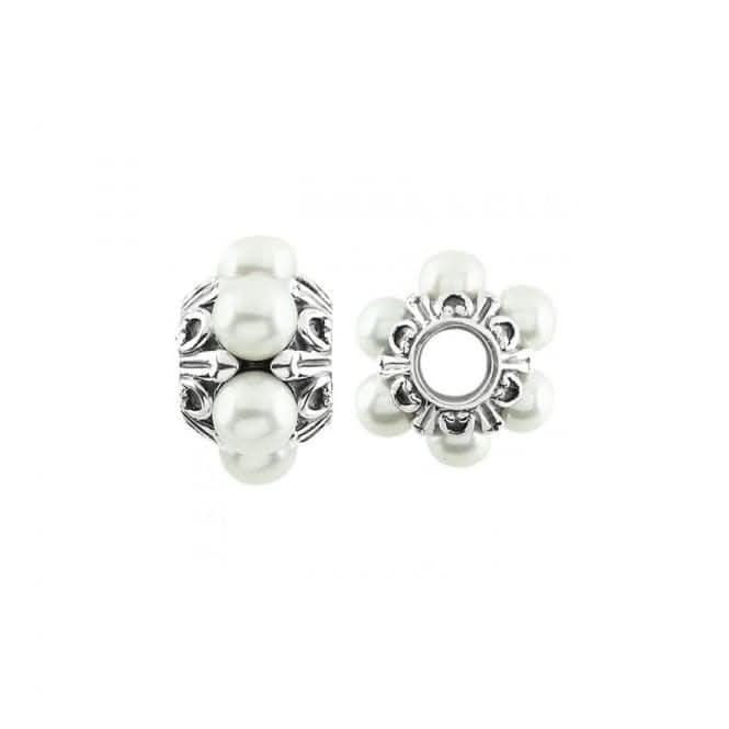 Oxidised Silver & Pearl Wheel Charm S380PRL