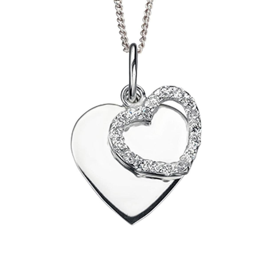 Beginnings Sterling SilveR Cz Double Heart Pendant P3497C