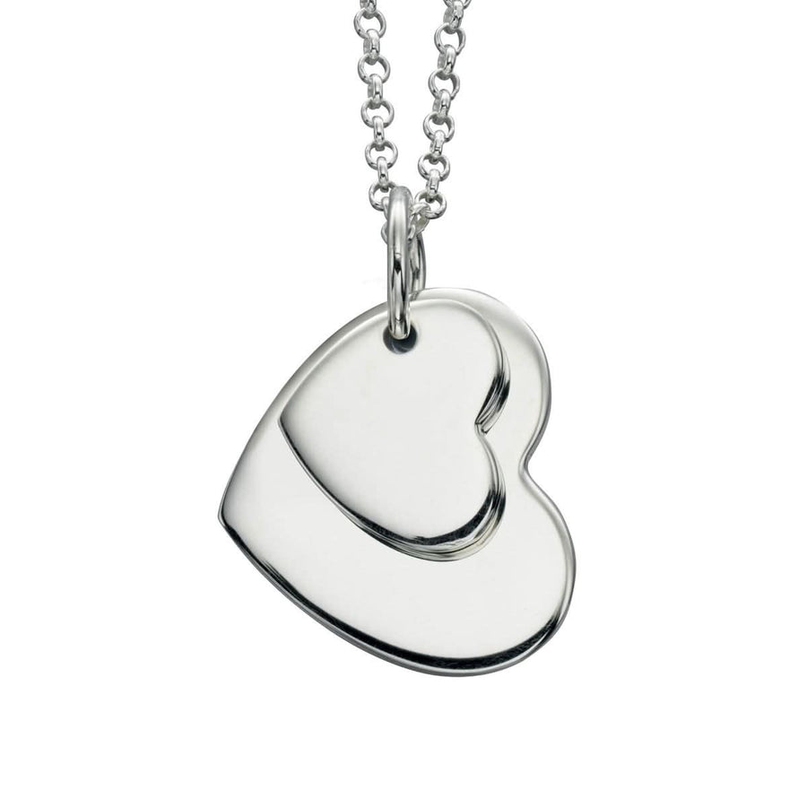Beginnings Sterling Silver Double Heart Tag Pendant P4176