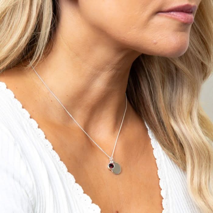 Beginnings Sterling Silver January Birth Stone Pendant P4590