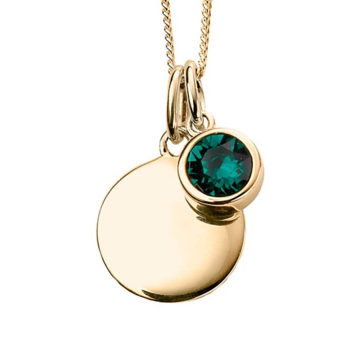 May Yellow Gold Plated Birthstone Engravable Disc Necklace P5012