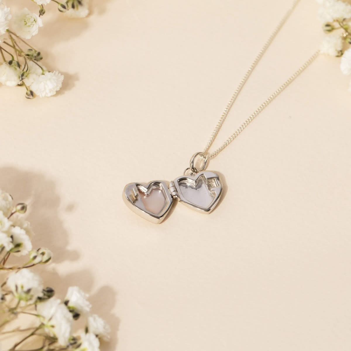 Sterling Silver Heart Locket Pearl Pendant P5516P