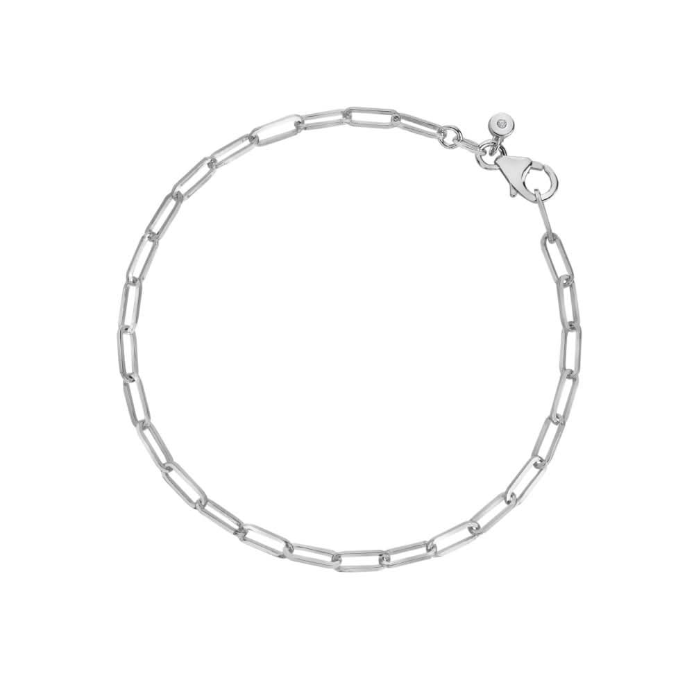 Stylish sterling silver paperclip bracelet with a durable clasp, perfect for adding a touch of sophistication to any jewelry collection.