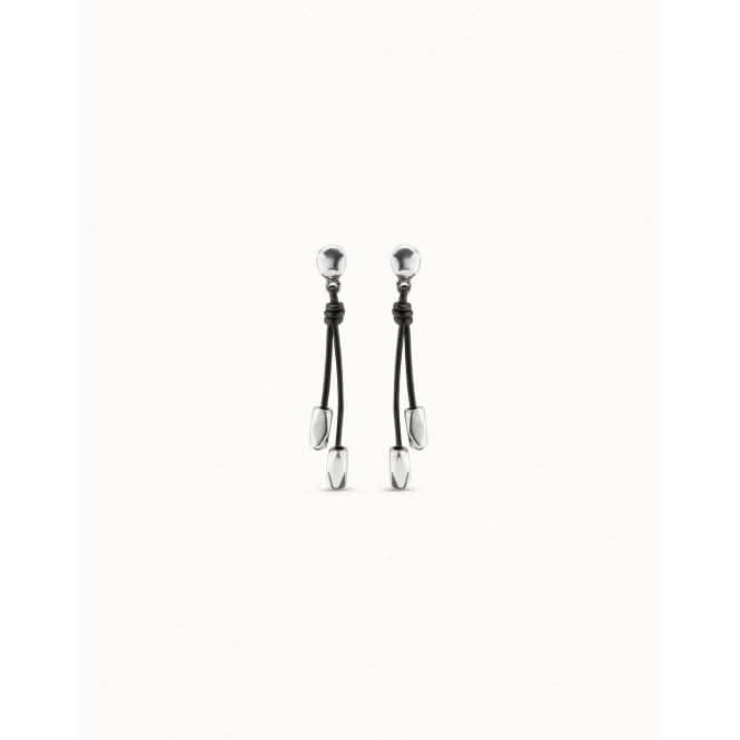 Paths Silver Leather EarringsUNOde50PEN0774MARMTL0U