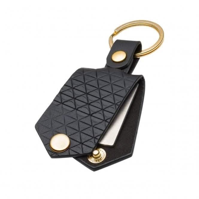 Patterned Black Leather Key Engravable Tag Y2685