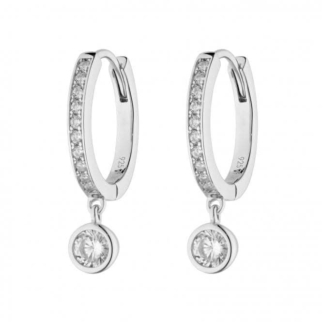 Pave Assembled Hoop Bezel Drop Earrings E6059