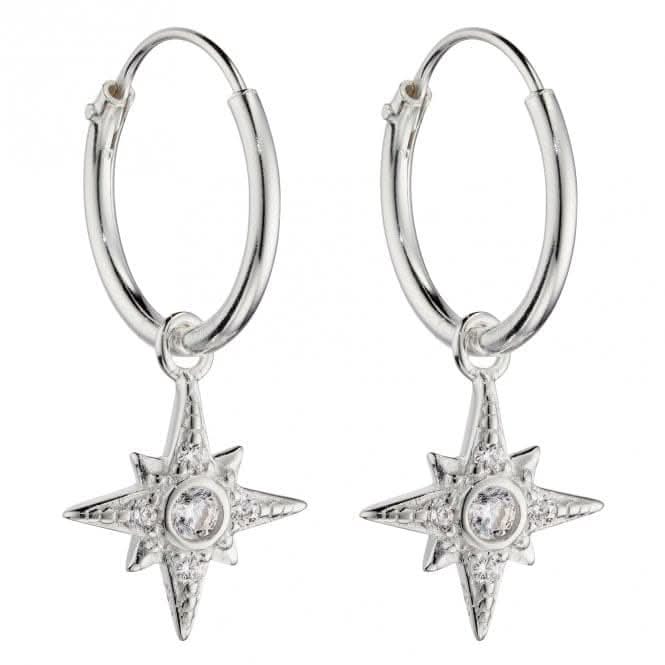 Pave Set Zirconia Starburst Assembled Hoop Earrings E6044C