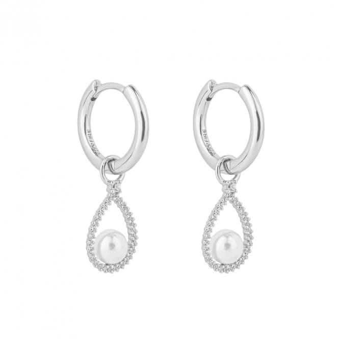 Pave Set Zirconia Teardrop Assembled Shell Pearl Hoop Earrings E6194