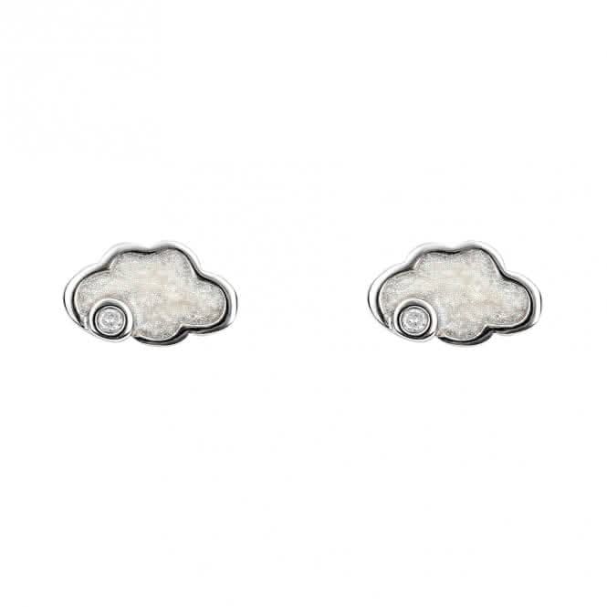Pearlised Enamel Cloud Diamond Stud Earrings E6329