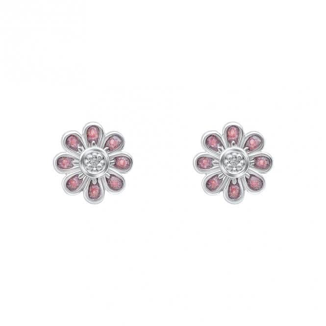 Pink Flower Stud Earrings with Diamond E6432