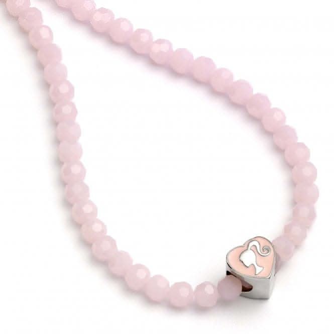Pink Heart Shaped Silhouette Bead Charm Necklace BMN00006