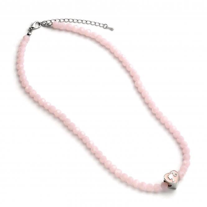 Pink Heart Shaped Silhouette Bead Charm Necklace BMN00006