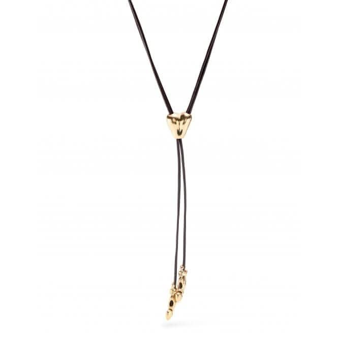 Pretty Love Leather Chain 18k Gold Plated Figures Heart Necklace COL1881MARORO0U