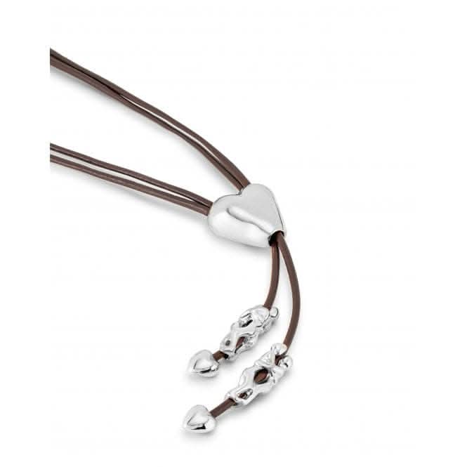 Pretty Love Leather Chain Silver Plated Figure Heart Necklace COL1881MARMTL0U