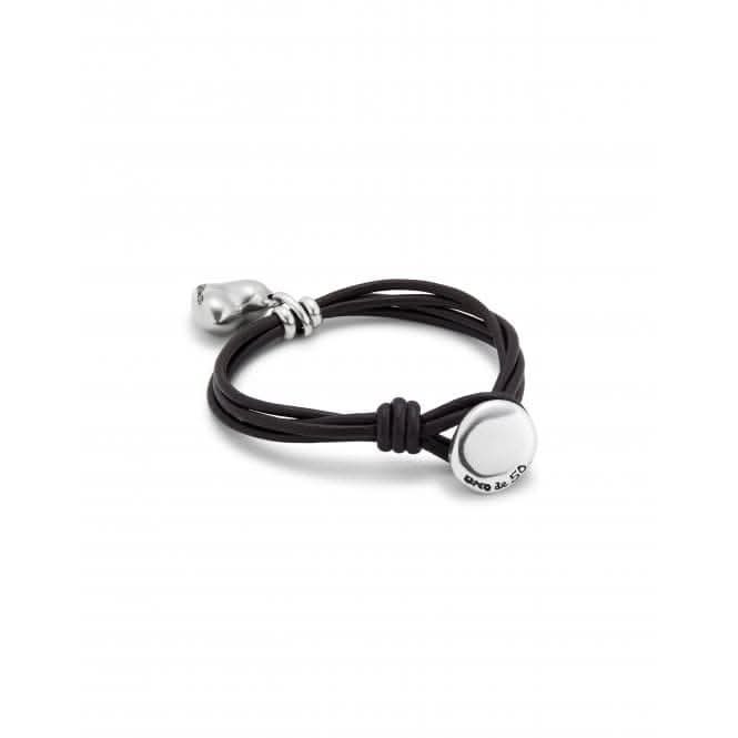 Pretty Love Leather Small Silver Plated Heart Bracelet PUL2403MARMTL0M
