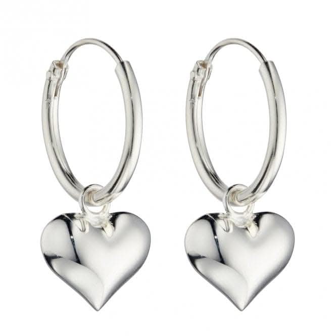Puffed Heart Charm Assembled Hoop Earrings E6005