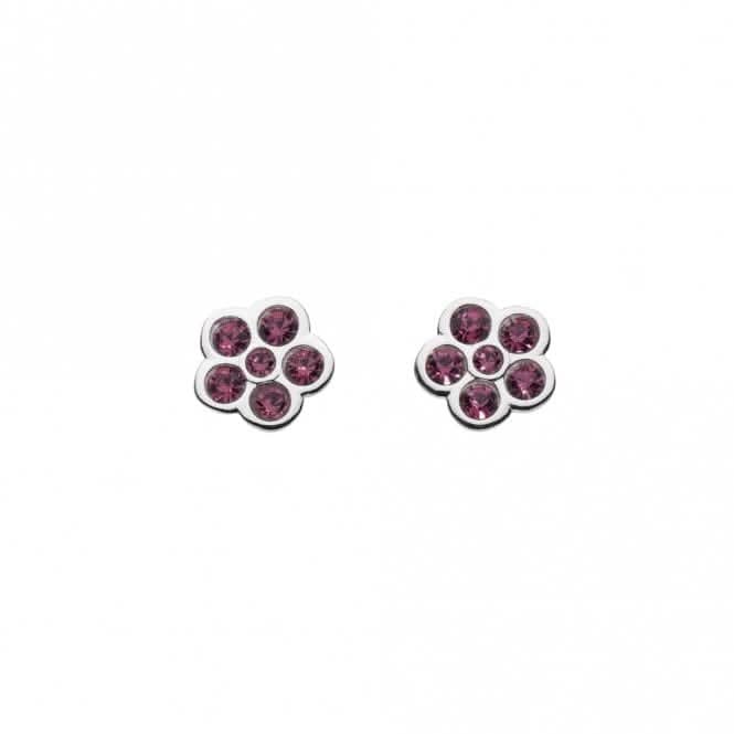 Purple Crystal Flower Stud Earrings 3245PCR