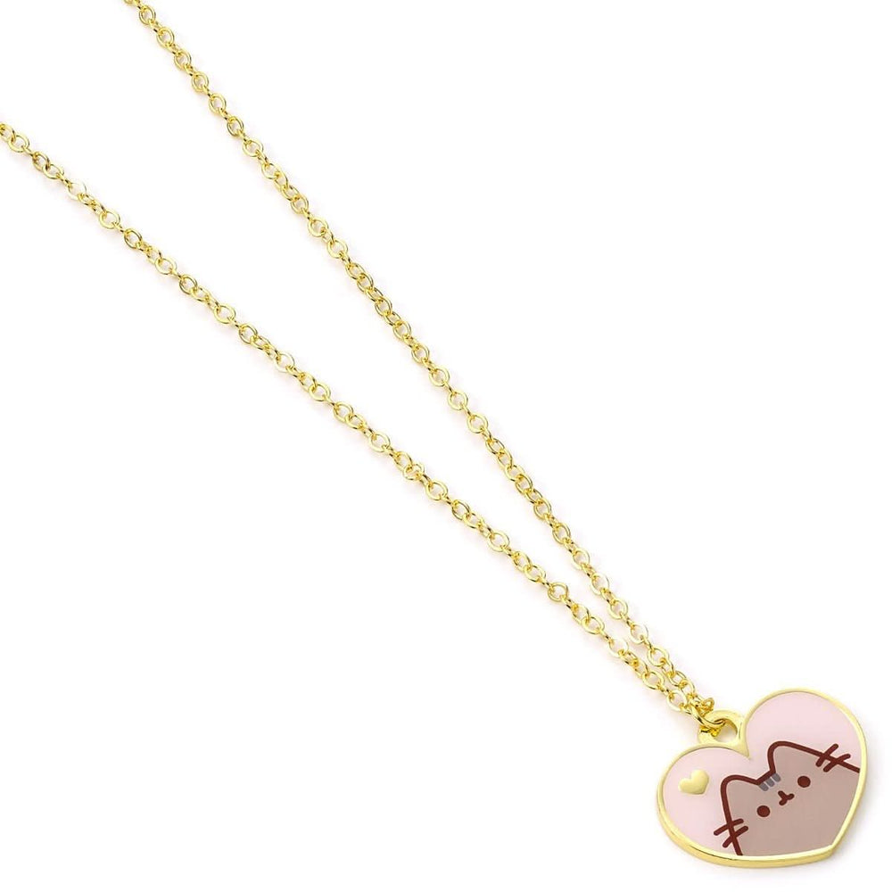 Pusheen the Cat Pink and Gold Heart Necklace PTCN0100