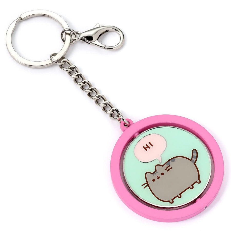 Pusheen the Cat Pink & Blue "Hi , Bye" Spinning Keyring PTCK0108