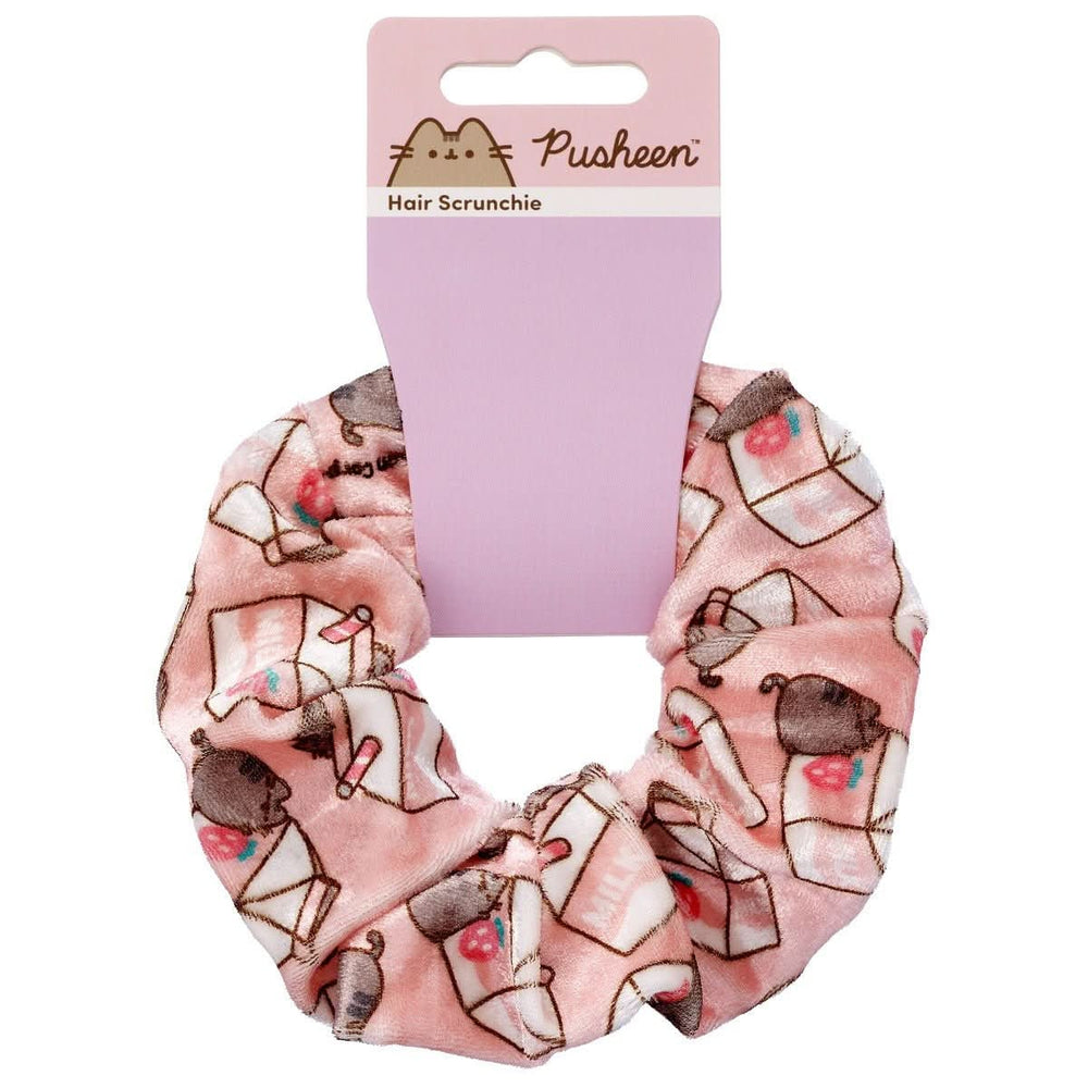 Pusheen the Cat Pink Strawberry Milk Carton Hair Scrunchie PTCHS109