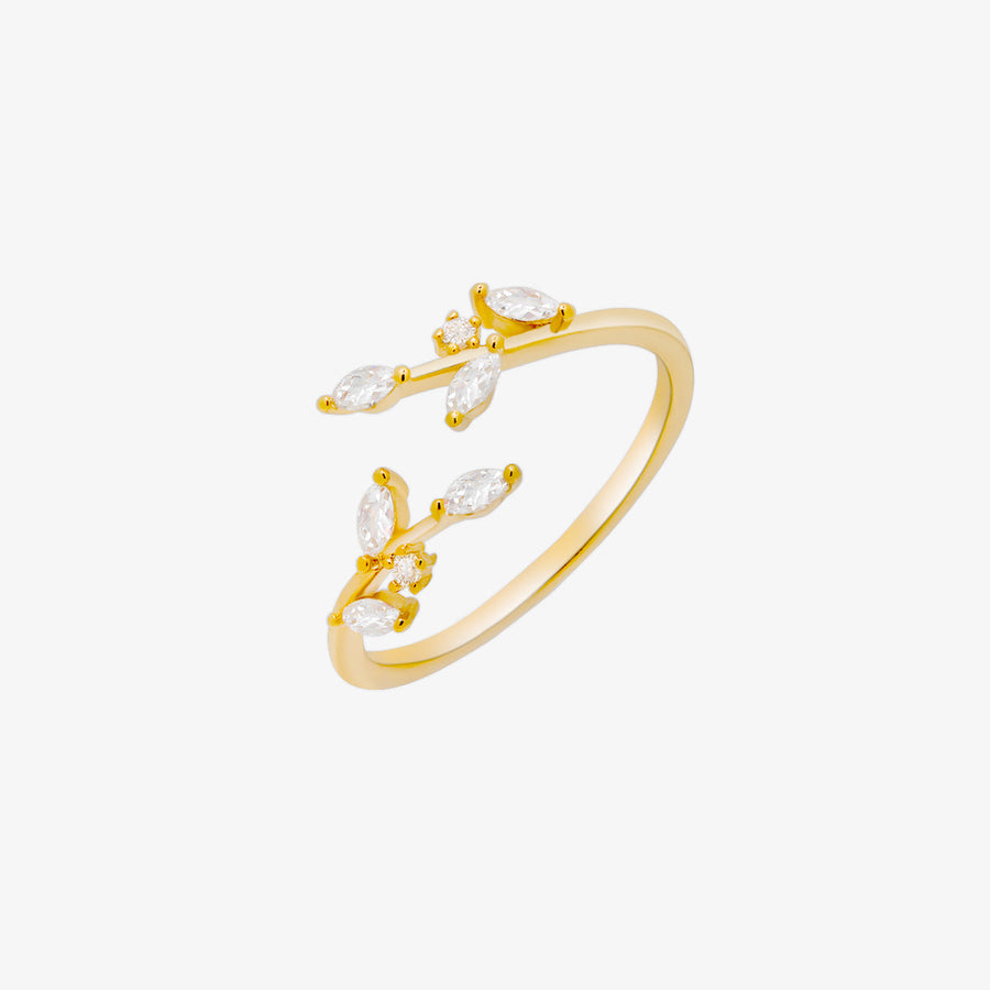 White Topaz Laurel Leaves Ring