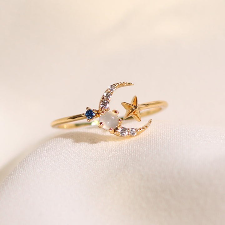 Moon cubic moonstone ring-1