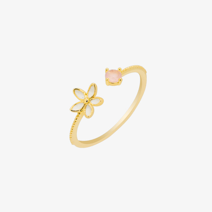 Rose quartz flower ring-0