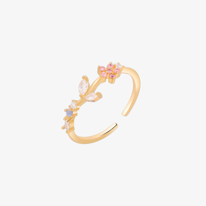 Moonstone flower leaf ring-0