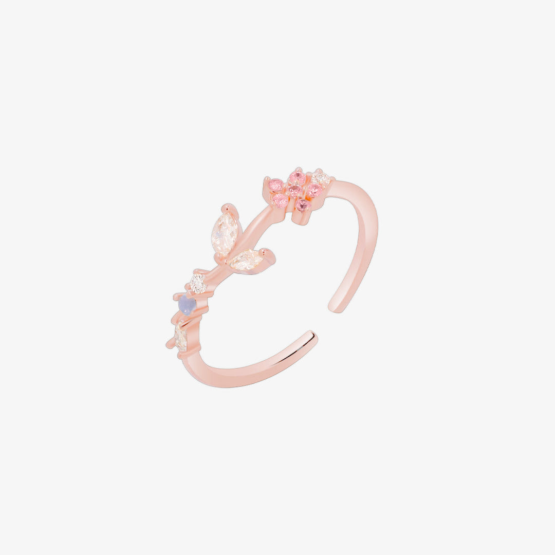 Moonstone flower leaf ring-6