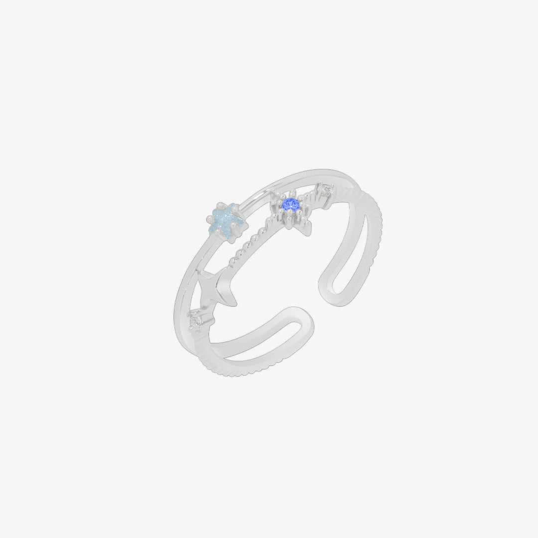 Blue topaz Star layered ring-5