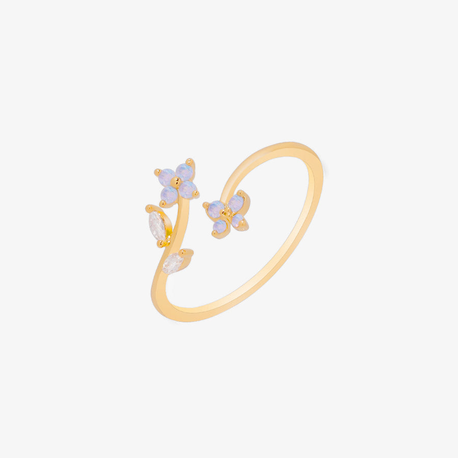 Moonstone Flower Branch Ring