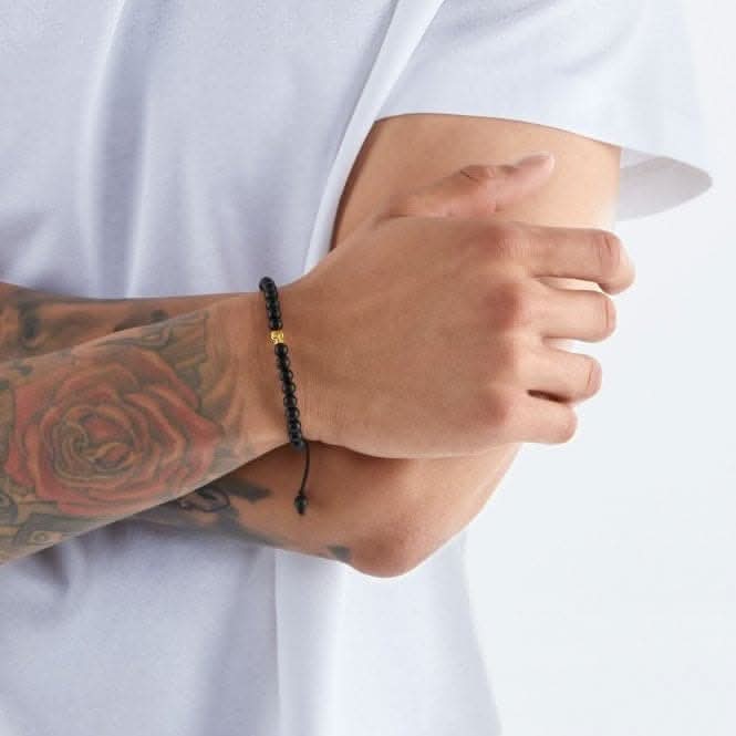 Rebel At Heart Gold Plated Black Skull Bracelet A2015-848-11-L22V