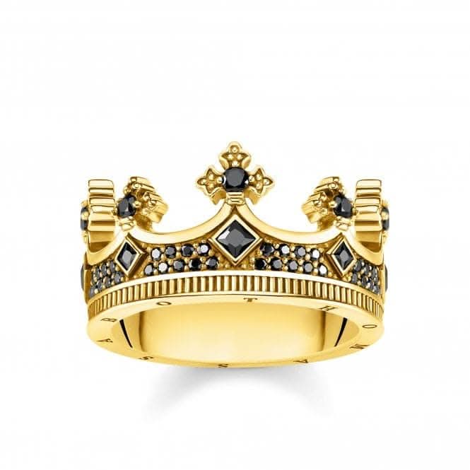 Rebel At Heart Gold Plated Crown Ring TR2208-414-11