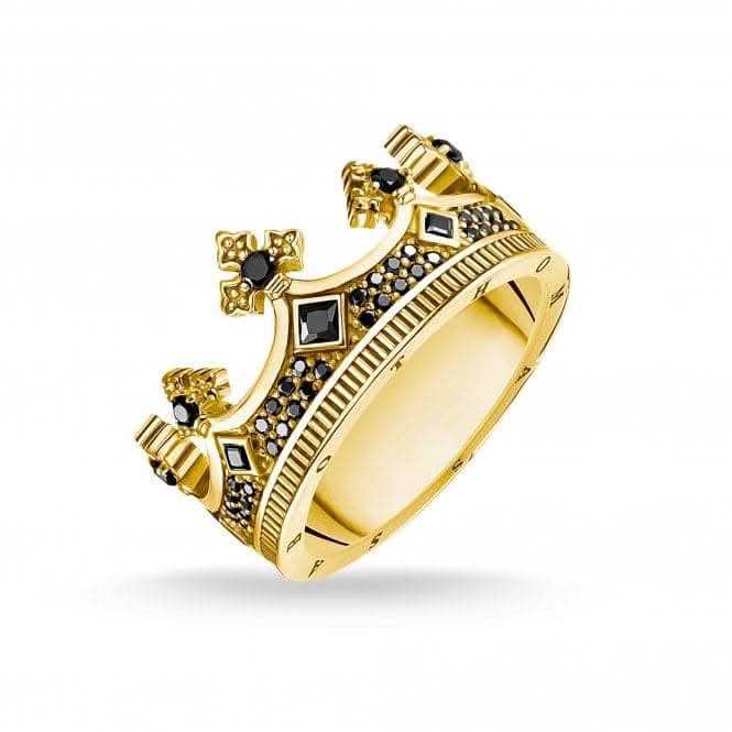 Rebel At Heart Gold Plated Crown Ring TR2208-414-11