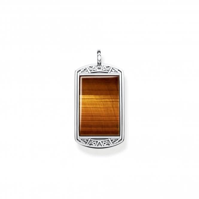 Rebel At Heart Tiger's Eye Dog Tag Pendant PE838 - 826 - 2Thomas Sabo Sterling SilverPE838 - 826 - 2
