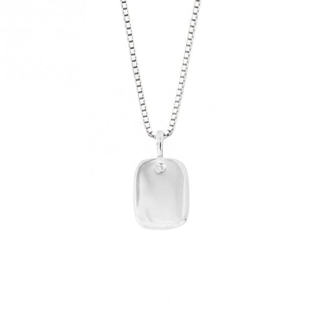 Rectangular Tag Diamond Silver Pendant P5212