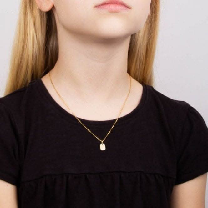 Rectangular Tag Gold Plated Silver Diamond Pendant P5209