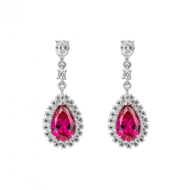 Red Zirconia Teardrop Pave Surround Earrings E6193