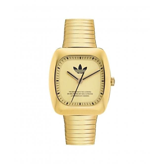 Adidas Retro Wave One Stainless Steel Gold-Tone Unisex Watch AOSY24024