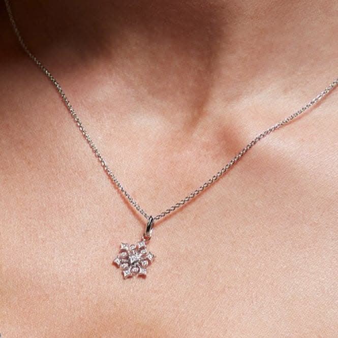 Revival Astoria Snow Zirconia Rhodium Plated 18" Necklace 90485CZ