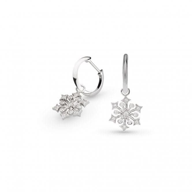 Revival Astoria Snow Zirconia Rhodium Plated Hoop Drop Earrings 50485CZ